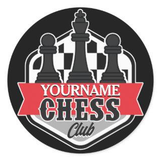 Personalized NAME Chess Player Club Checkmate Classic Round Sticker