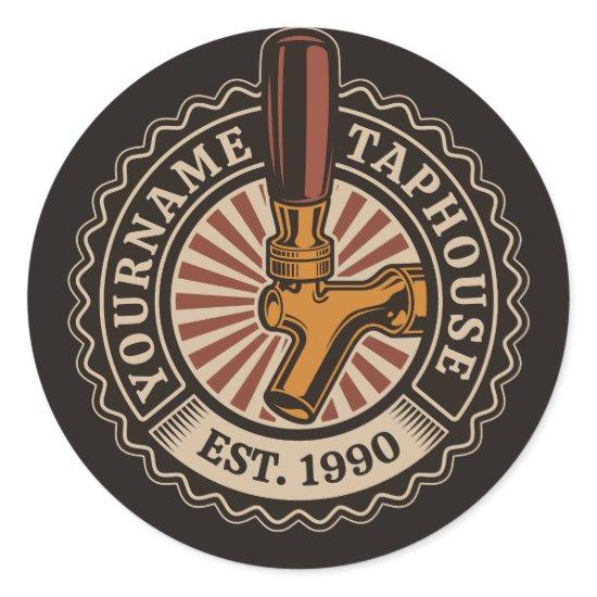Personalized NAME Craft Beer Taphouse Brewery Bar  Classic Round Sticker