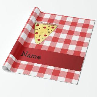 Personalized name cute pizza red checkered