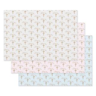 Personalized Name Gold Cross Christening Baptismal  Sheets