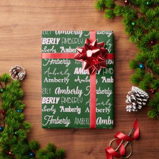 Personalized Name Green Font Collage Christmas