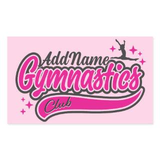 Personalized NAME Gymnast Split Leap Gymnastics  Rectangular Sticker