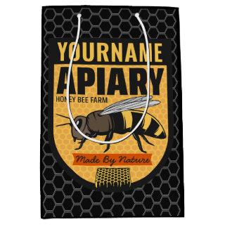 Personalized NAME Honey Bee Apiary Beehives Farm  Medium Gift Bag