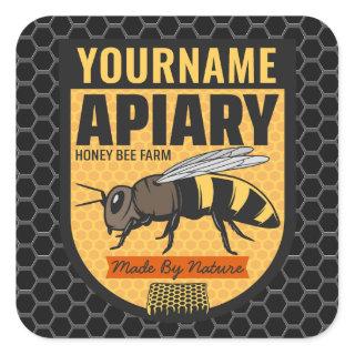 Personalized NAME Honey Bee Apiary Beehives Farm  Square Sticker
