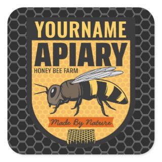 Personalized NAME Honey Bee Apiary Beehives Farm  Square Sticker