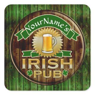 Personalized Name Irish Pub Sign St. Patrick's Day Square Sticker