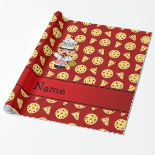 Personalized name italian chef red pizza pattern