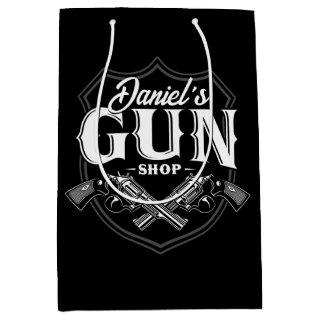 Personalized NAME Old Revolvers Gun Shop Firearms  Medium Gift Bag