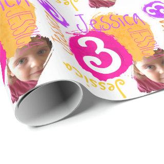 Personalized name photo 3th birthday paint wrap