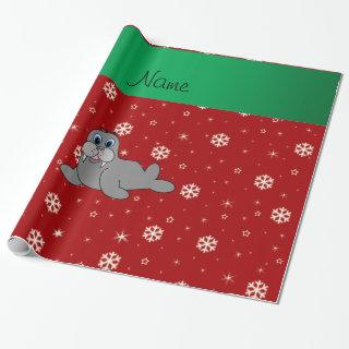 Personalized name red snowflake walrus