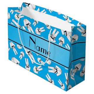 Personalized name sky blue karate pattern large gift bag