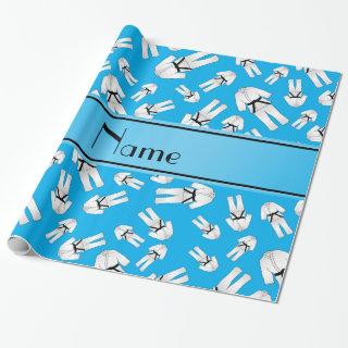 Personalized name sky blue karate pattern