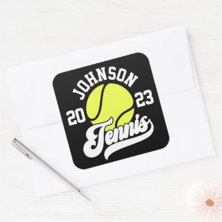 Personalized NAME Tennis Player Racket Ball Court Square Sticker