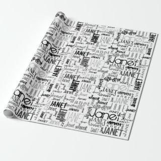 Personalized Name Typography Black Grey Word Cloud