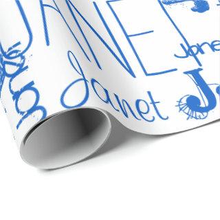 Personalized Name Typography Blue