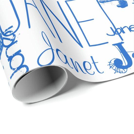 Personalized Name Typography Blue