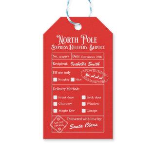 Personalized North Pole Special Delivery Santa Gif Gift Tags