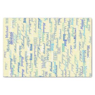 Personalized Pattern of Blue Name all over Tissue Paper