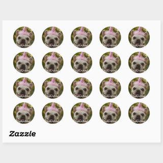 Personalized pet dog birthday  Classic Round Sticker