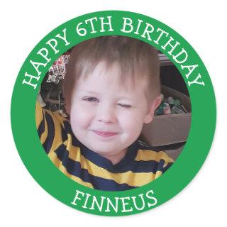 Personalized Photo, Age and Name Birthday   Classic Round Sticker
