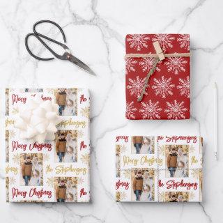 Personalized Photo Snowflake Script Name Red Gold  Sheets