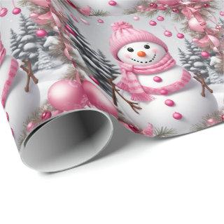 Personalized Pink Christmas Snowman