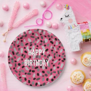 Personalized Pink Gray Black Jelly Bean    Paper Plates