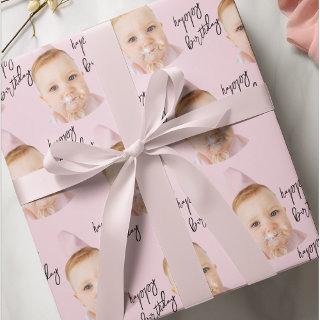Personalized Pink Photo Collage Kids Birthday