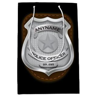 Personalized Police Officer Sheriff Cop NAME Badge Medium Gift Bag