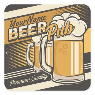 Personalized Premium Cold Beer Mug Pub Bar  Square Sticker