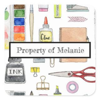 Personalized property of glue ink paint craft square sticker