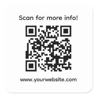 Personalized QR code and custom text Square Sticker