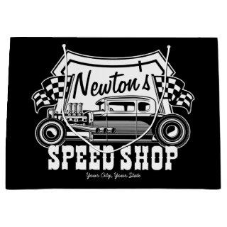 Personalized Racing Hot Rod Speed Shop Garage  Large Gift Bag