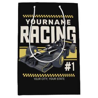 Personalized Racing Team Fast Race Car Driver  Medium Gift Bag
