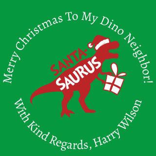 Personalized Red Christmas Santa-Saurus Dinosaur