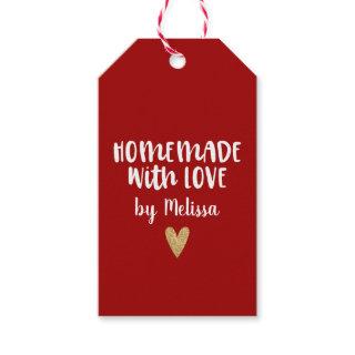 Personalized Red Homemade With Love Heart Gift Tags