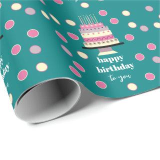 Personalized Retro Birthday Cake Candles Cute Teal