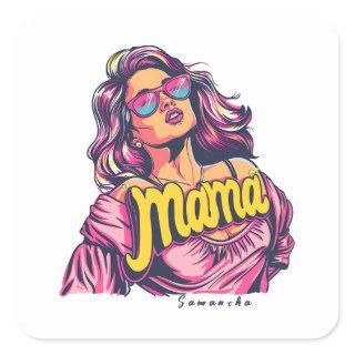 Personalized Retro  Mama Pop Art (6) Square Sticker