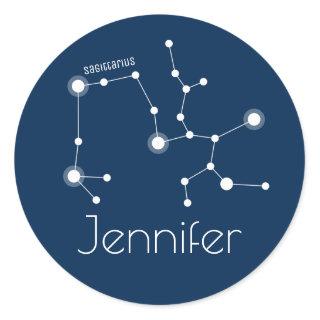 Personalized Sagittarius Zodiac Constellation Classic Round Sticker