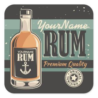 Personalized Sailor Rum Liquor Bottle Retro Sign  Square Sticker