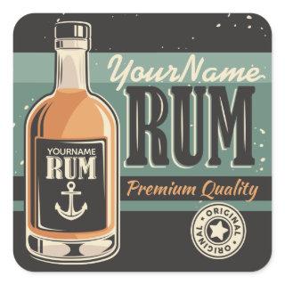 Personalized Sailor Rum Liquor Bottle Retro Sign  Square Sticker