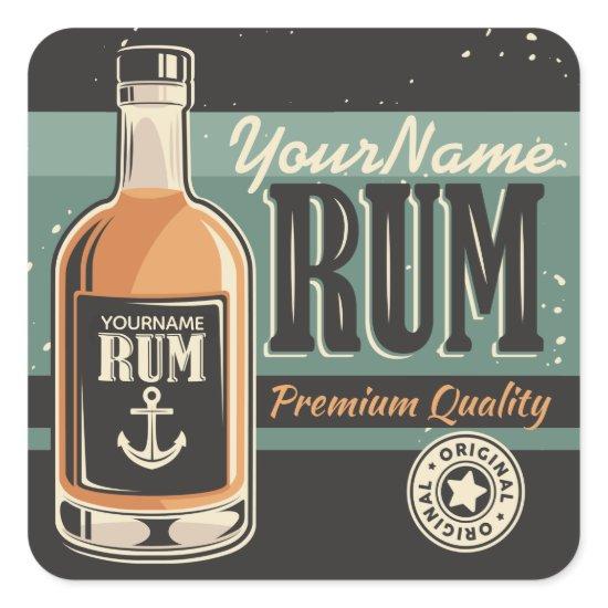 Personalized Sailor Rum Liquor Bottle Retro Sign  Square Sticker