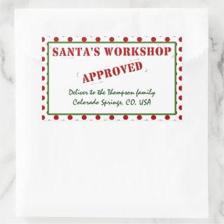 Personalized Santa's Workshop Approved & Inspected Rectangular Sticker