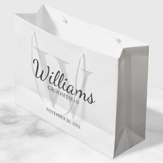 Personalized Script Groomsmen's name and Monogram Large Gift Bag