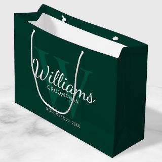 Personalized Script Groomsmen's name and Monogram  Large Gift Bag