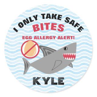 Personalized Shark Egg Allergy Alert Warning Classic Round Sticker