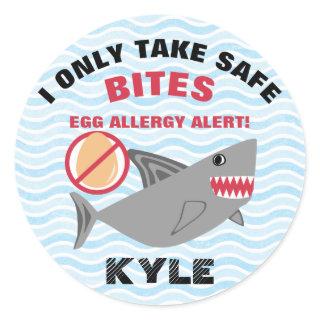 Personalized Shark Egg Allergy Alert Warning Classic Round Sticker