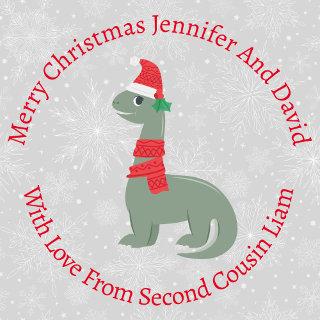 Personalized Smiling Holly Christmas Dinosaur