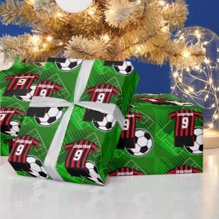 Personalized Soccer Jersey Red and Black Stripes