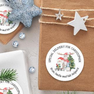 Personalized Special Delivery from Santa & Helpers Classic Round Sticker